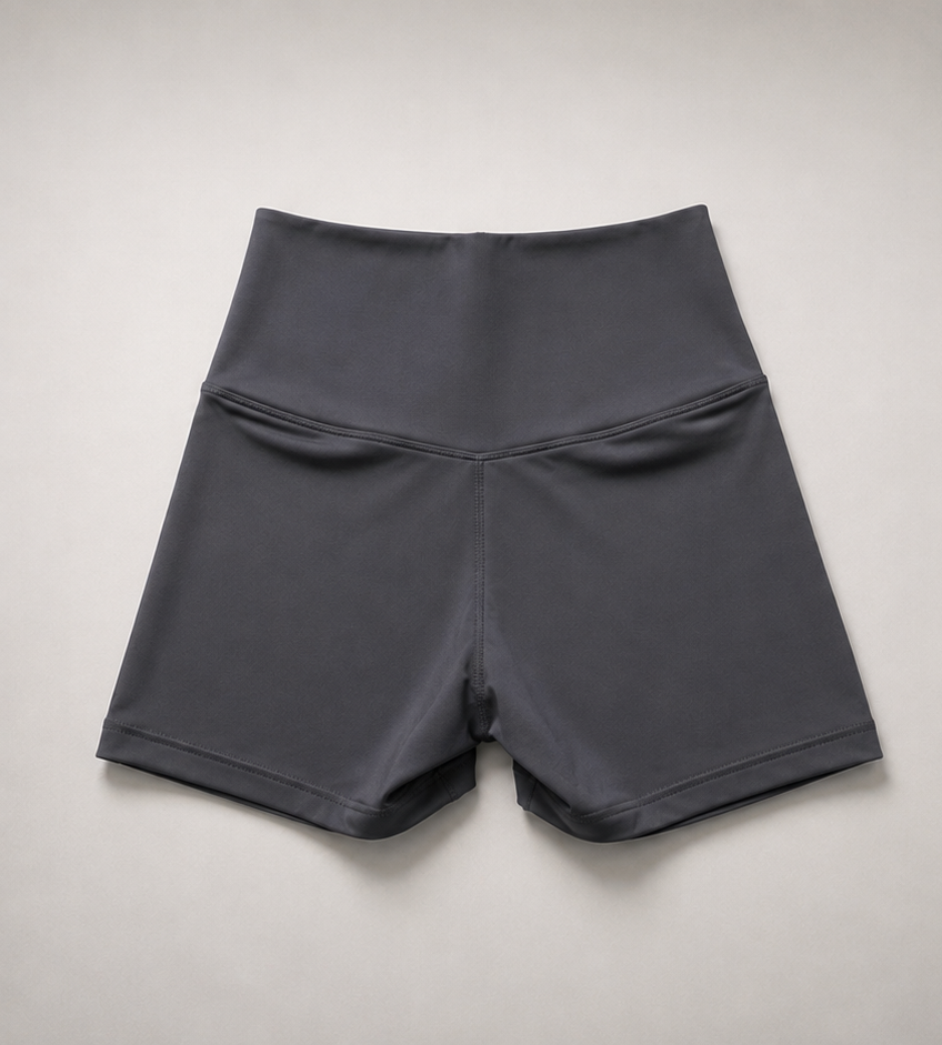 High-Waisted Essential Shorts - Slate Gray