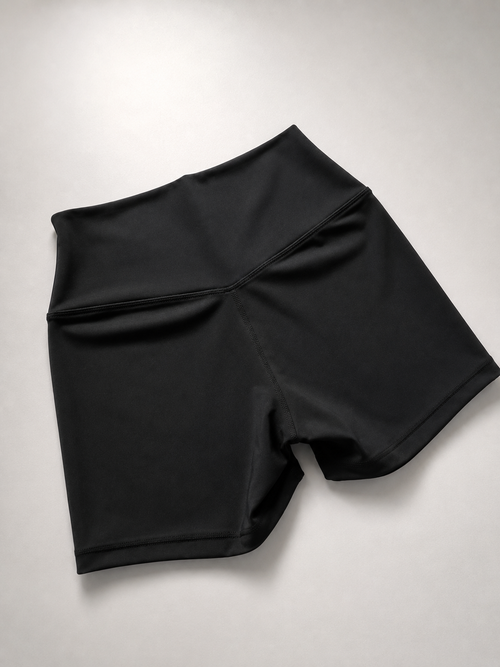 High-Waisted Essential Shorts - Obsidian